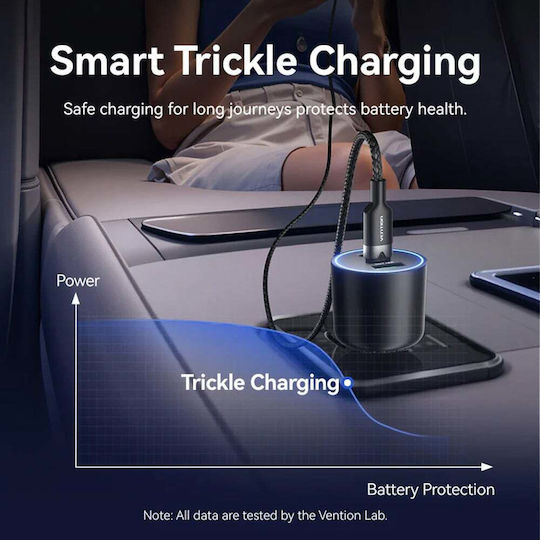 Vention Auto-Ladegerät 100W mit Anschlüssen: 1xUSB 2xType-C