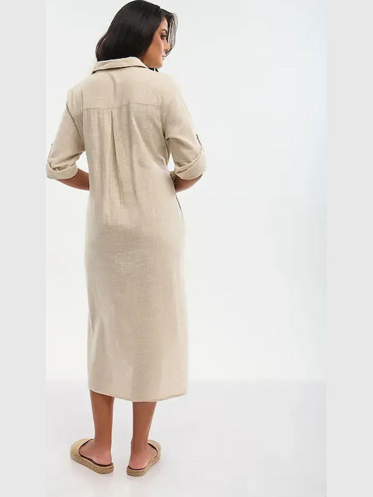 Ble Resort Collection Γυναικείο Καφτάνι Παραλίας Μπεζ