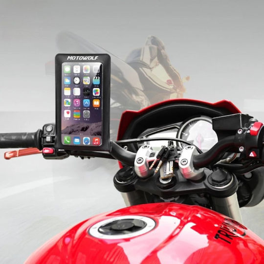 Motowolf Motorcycle Phone Mount with Waterproof Case 4-6.5" for Steering Wheel