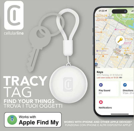 Cellular Line Tracy Tag Съвместим С Apple Find My Бял