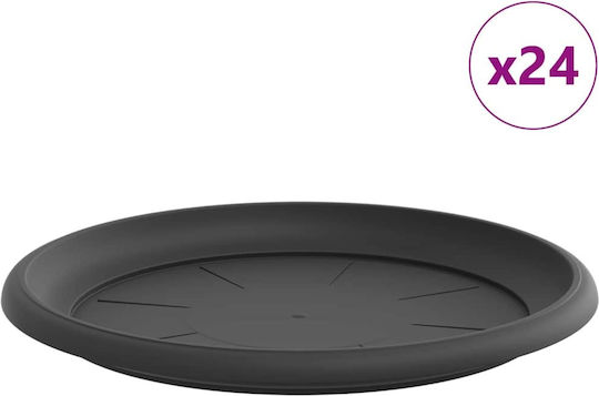 vidaXL Plastic Black Pot Plate 27x27cm 24pcs 42020326