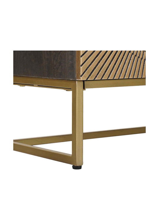 TV-Ständer aus Metall & Holz Messing M105xT30xH50cm