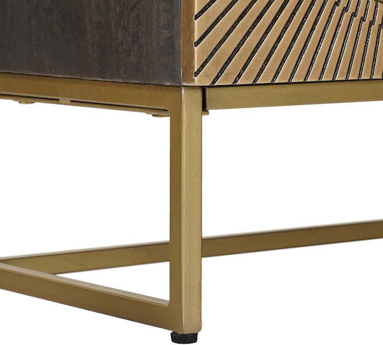 TV Stand Metal & Wood Brass W105xD30xH50cm