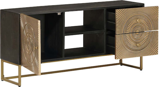 TV Stand Metal & Wood Brass W105xD30xH50cm