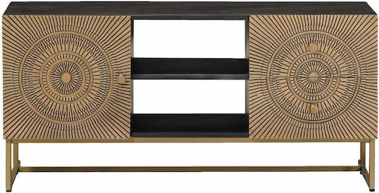 TV Stand Metal & Wood Brass W105xD30xH50cm