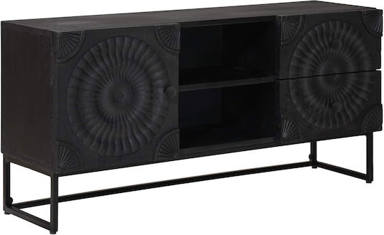 TV Stand Metal & Wood Black L105xW30xH54cm