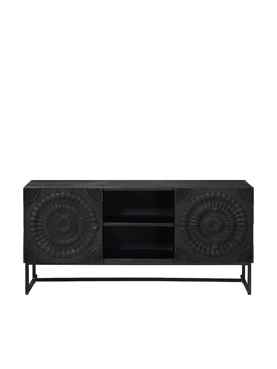 vidaXL TV-Ständer aus Metall & Holz Schwarz M105xP30xH54cm