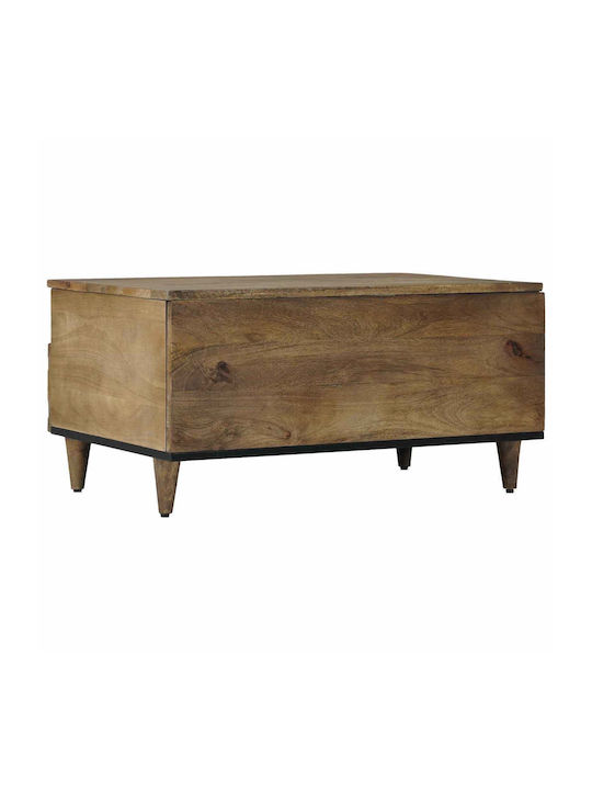 Rectangular Central Wooden Coffee Table with Drawers Brown W80xL54xH40cm