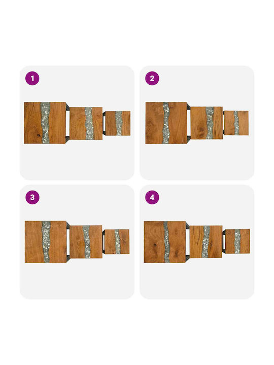Masă Laterală Rectangulară Din Lemn Maro 3 Buc M39xL39xÎ71cm