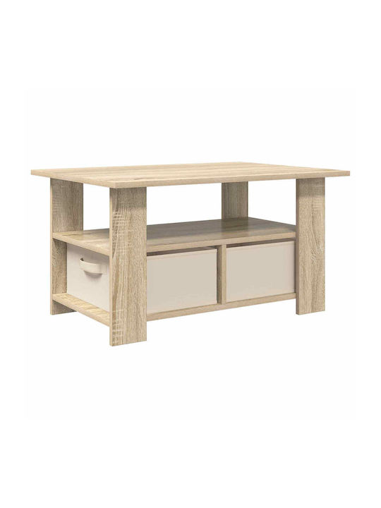 Rectangular Side Wooden Coffee Table with Drawers Oak Sonoma W77xL55xH42cm