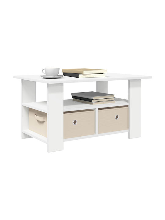 vidaXL Rechteckiger Beistelltisch Aus Holz Mit Schubladen Weiß M77xP55xH42cm