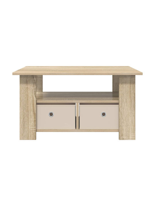 Rectangular Side Wooden Coffee Table with Drawers Oak Sonoma W77xL55xH42cm