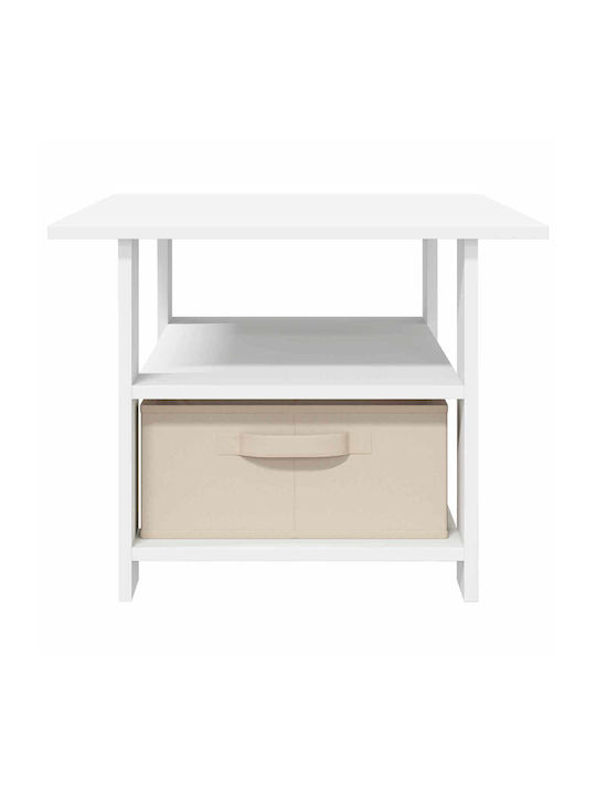 vidaXL Rechteckiger Beistelltisch Aus Holz Mit Schubladen Weiß M77xP55xH42cm