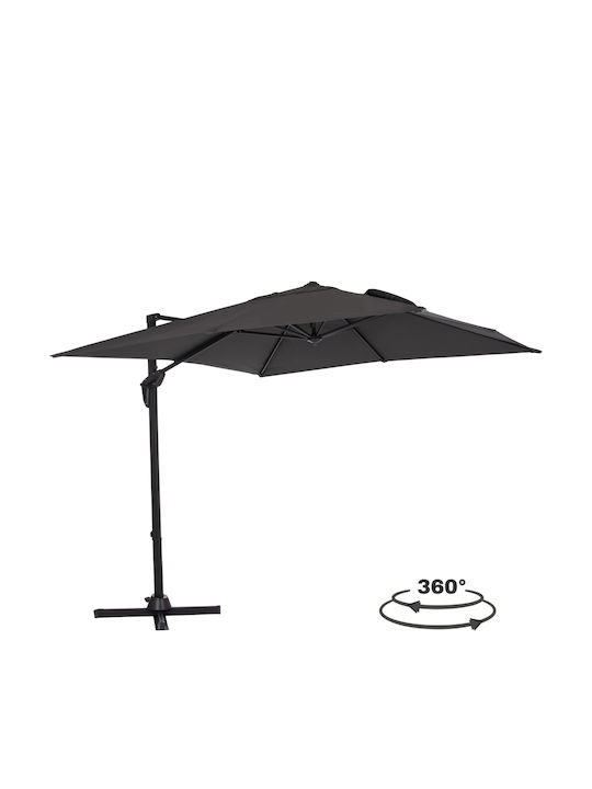 Professional Aluminum Floor Parasol Javante Gray with Base 2.7x2.7m