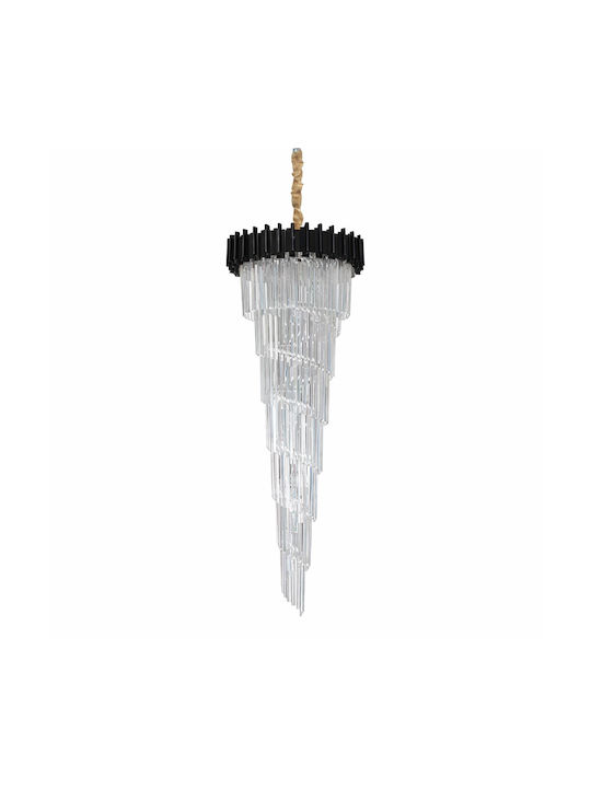 Alista Home Candelabru 28xE14 Ø60cm cu Cristale Negru AT1CT-IM1P-HT2L-CC110/600X1800BK
