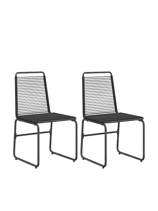 Outdoor Chair Rattan Black 2 Pieces 48x55x89.5 cm