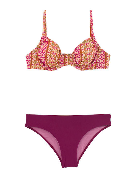 Plus Size Γυναικείο Μαγιό Bikini Μπανέλα Boho Flexfit Βυσσινί Plus Size Γυναικείο Μαγιό Bikini Μπανέλα Boho Flexfit Βυσσινί