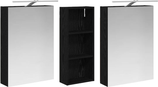vidaXL Ορθογώνιος Καθρέπτης Μπάνιου Led με Ράφι & Ντουλάπι 130x14.5cm Λευκός