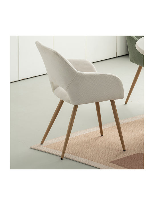 Tiyana Dining Armchair With Fabric Upholstery Ecru 60.5x55x83cm