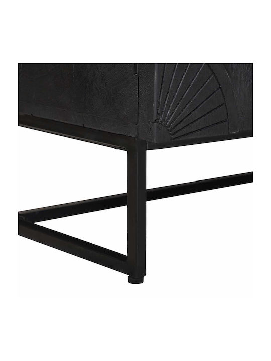 Highboard Floor Living Room Display Cabinet Made of Wood & Metal Windowed Black 55x30x95cm