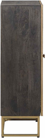 Highboard Living Room Display Cabinet made of Wood and Metal with Bronze Glass 53.5x30x95cm