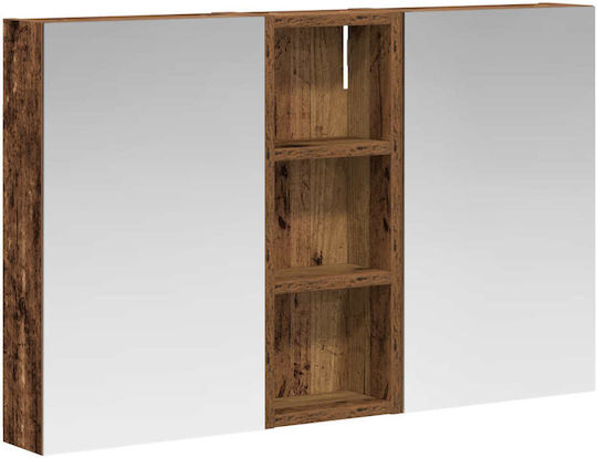 vidaXL Badezimmerspiegel Led mit Regal & Schrank 80x10.5cm Braune