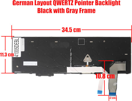German Laptop Keyboard Lenovo Thinkpad L15 Gen 3 21c3 21c4 P16s Gen 1 21bt 21bu T16 Gen 1 21ch 21cj 5n21d93615 5n21k05050 German with Trackpoint Backlit Black Gray with Frame Code 41005debl