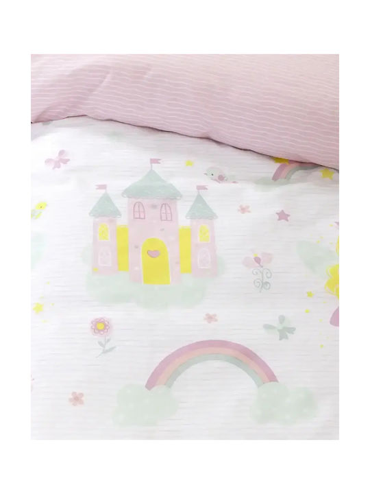 Nima Single Sheet Set with Elastic Band Cotton Fairy Lelly White-pink 100x200cm 3pcs