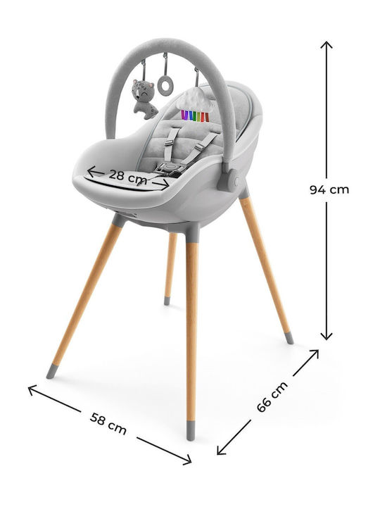 Kinderkraft Αναδιπλούμενο Καρεκλάκι Φαγητού Γκρι