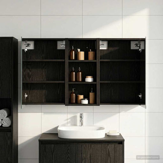 vidaXL Badezimmerspiegel Led mit Regal & Schrank 116x16cm Schwarzer
