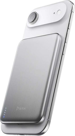 BMX SolidSafe Air MagSafe Qi2 Baterie Externă 5000mAh 15W Cu Port USB-C Argintiu