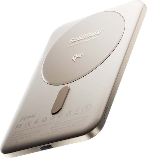 BMX SolidSafe Air MagSafe Qi2 Външна Батерия 5000mAh 15W с USB-C Изходен Порт Златист