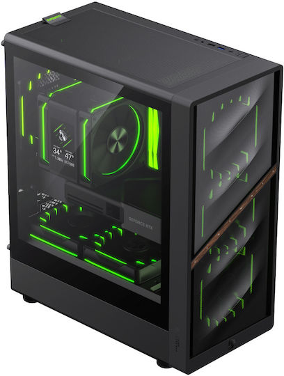 GameMax AERIS 330 MB Gaming Mini Tower Κουτί Υπολογιστή με Πλαϊνό Παράθυρο και RGB Φωτισμό Μαύρο
