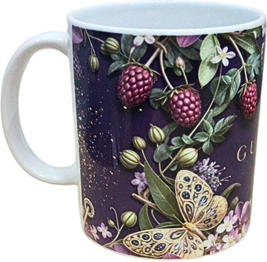 Blumige Tasse Keramik Lila 330ml