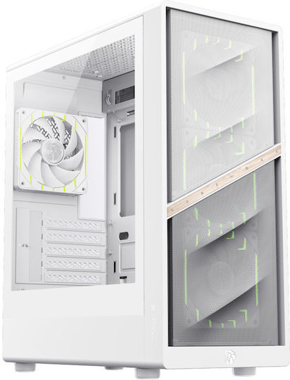 GameMax AERIS 330 MW Gaming Mini Tower Computer Case with Side Window and RGB Lighting White