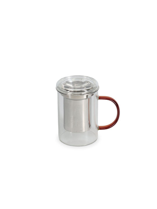 Ona Glass Mug With Lid Transparent 430ml