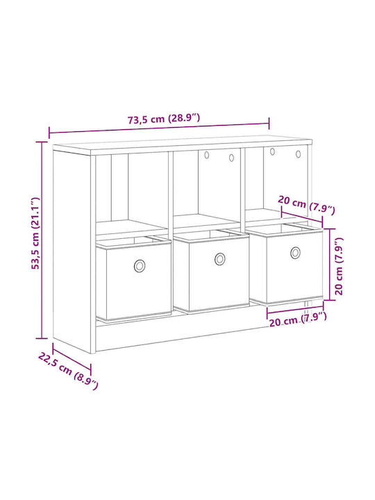 Storage Drawer Wooden with 3 Drawers M73.5xW22.5xH53.5cm