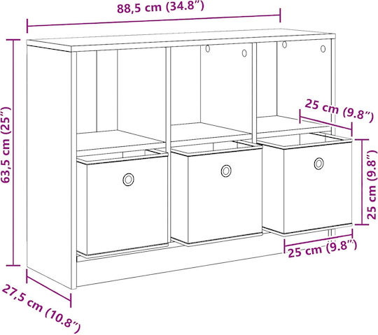 Cabinet De Depozitare Din Lemn L88,5xL27,5xÎ63,5cm