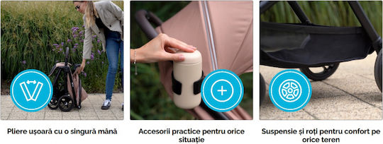 Kidnort Carucior Pentru Bebe Potrivit Pentru Nou-Născut Bej 6.8kg