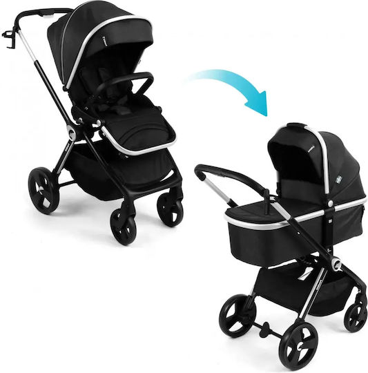 Kidnort Cărucior 2 în 1 Reglabil Potrivit pentru Nou-Născut Negru 10,2kg