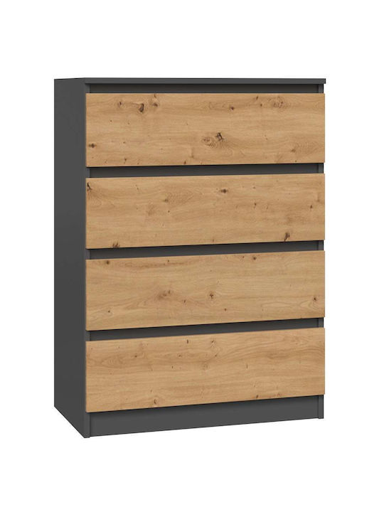 Kommode Schlafzimmer Holz M4 mit 4 Schubladen Antracyt 70x40x97cm