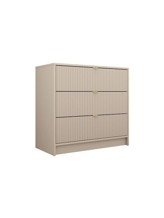 Comfivo J107 Wooden & Metallic Chest of Drawer Beige 80x40x75cm