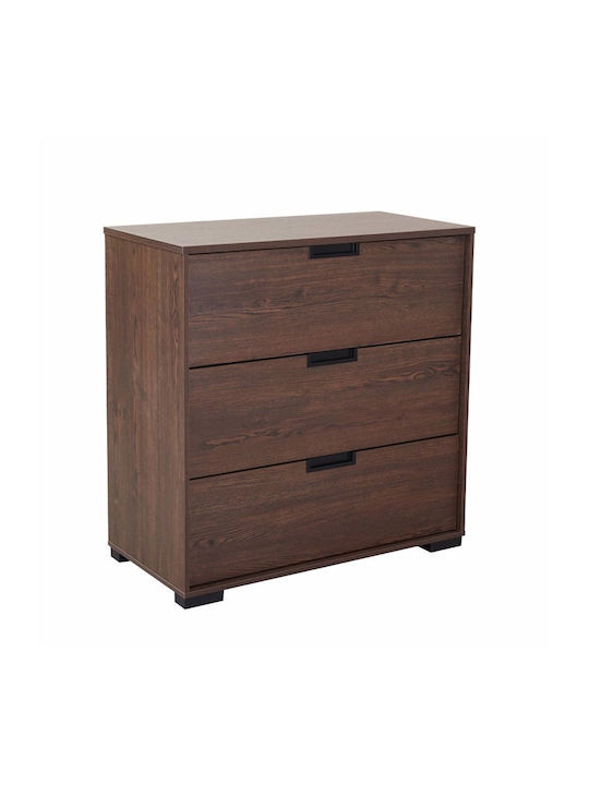 Inspire Wooden Chest of Drawers with 3 Drawers Walnut 80x39x80cm