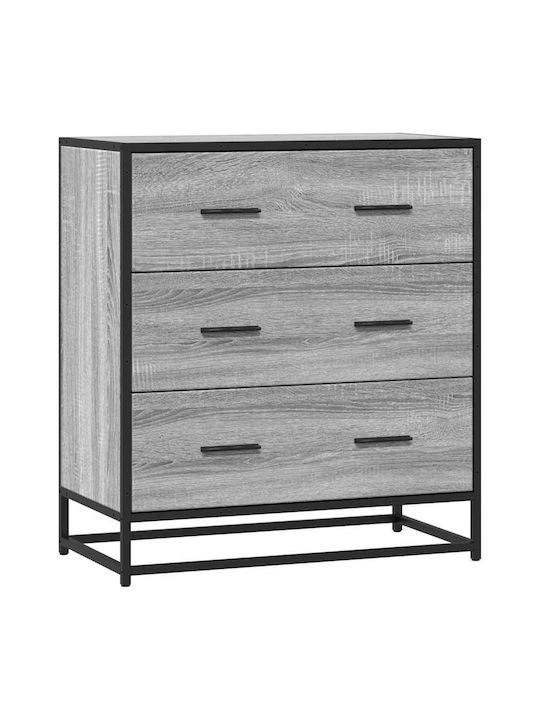 Συρταριέρα Κρεβατοκάμαρας mit 3 Schubladen Grey Sonoma 68x35x76cm