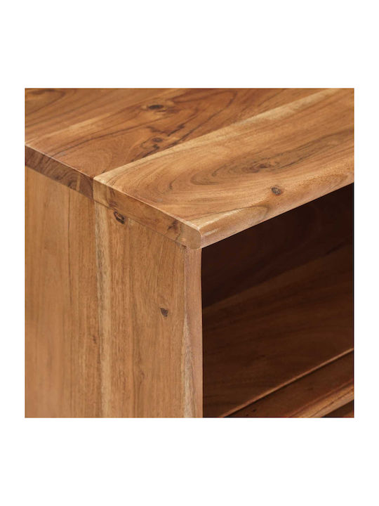 Central Coffee Table Made of Solid Wood with Drawers Natural W85xD45.5xH40cm