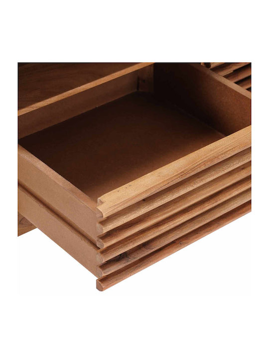 Central Coffee Table Made of Solid Wood with Drawers Natural W85xD45.5xH40cm