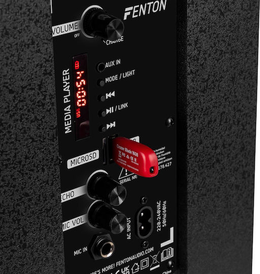Fenton Караоке Тонколона с Кабелни Микрофони и Светлинни Ефекти Live 290 Черна