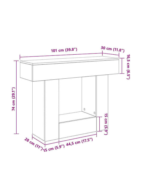 Wooden Console Gray M101xW30xH74cm