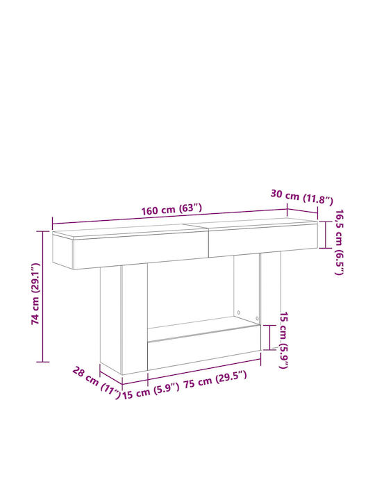 Wooden Console Gray L160xW30xH74cm