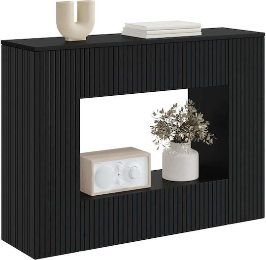 Wooden Striped Black Console M101xW29xH74cm